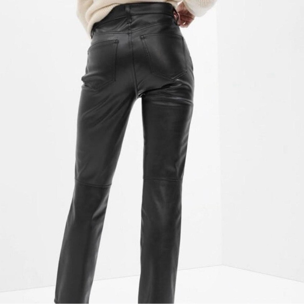 GAP Black Faux Leather Straight-Leg Pants - Picture 3 of 12